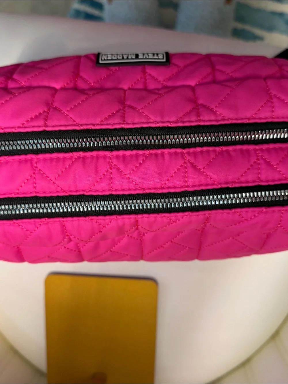Steve Madden Hot Pink Quilted Wristlet Cosmetic Bag